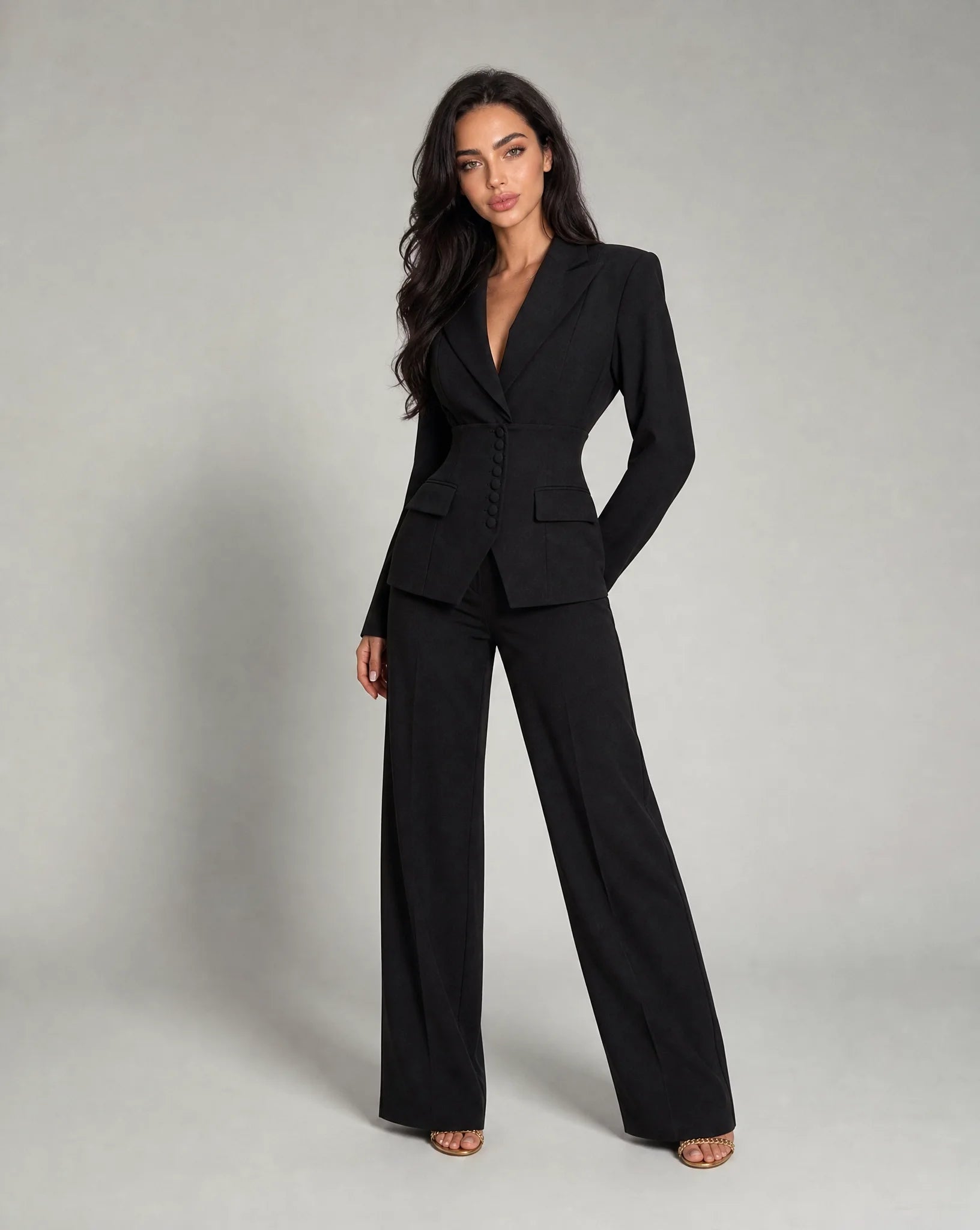 Isadora Tailored Corset-Waist Suit Set