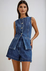 Jane - Denim Gilet & Shorts Set 0