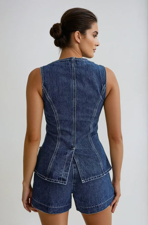 Jane - Denim Gilet & Shorts Set 2