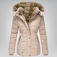 Janice Fur-Trim Hooded Quilted Winter Coat