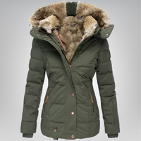 Janice Fur-Trim Hooded Quilted Winter Coat