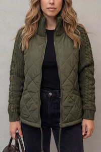 Jolene Quilted Hybrid Puffer & Cable-Knit Jacket