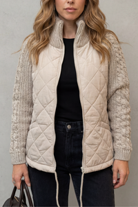 Jolene Quilted Hybrid Puffer & Cable-Knit Jacket