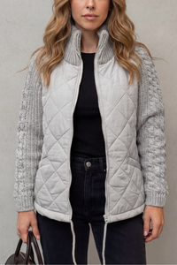 Jolene Quilted Hybrid Puffer & Cable-Knit Jacket