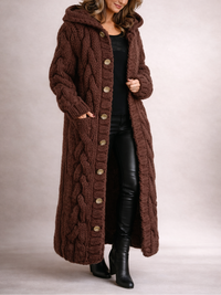 Karin Chunky Cable-Knit Hooded Long Coat Cardigan