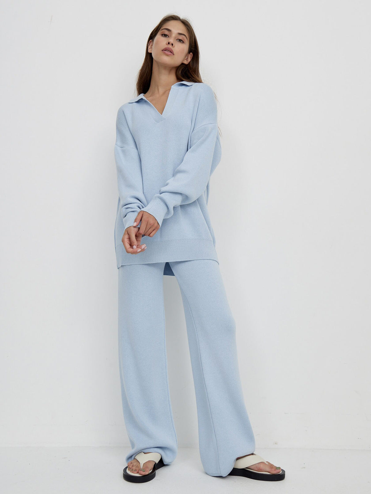 Knit Trouser and Jumper Set in Lotus Style 3