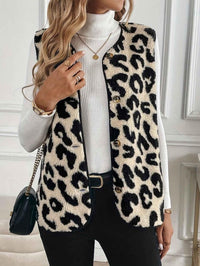 Layla Leopard-Print Teddy Fleece Vest