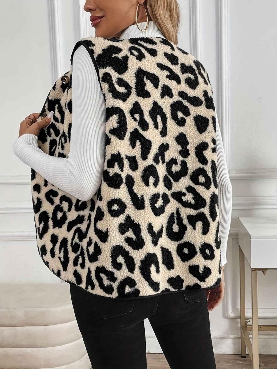 Layla Leopard-Print Teddy Fleece Vest