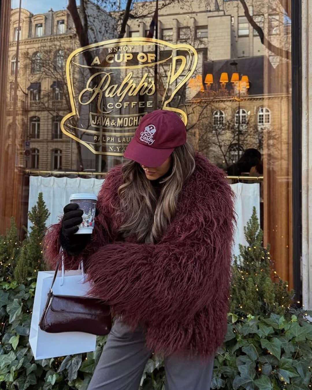 Liza Textured Shaggy Faux-Fur High-Neck Coat