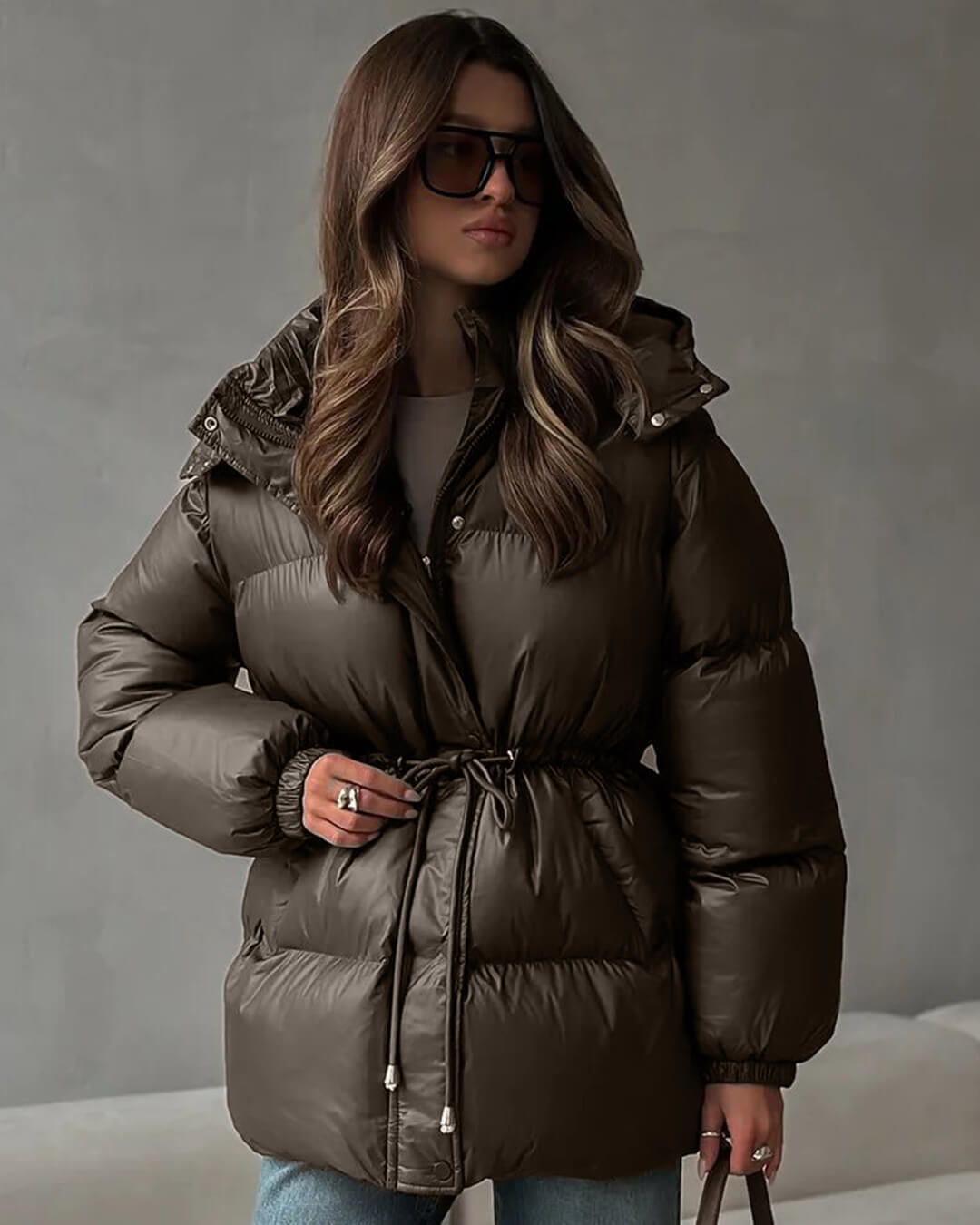 Vespera Hooded Drawstring Padded Puffer Jacket