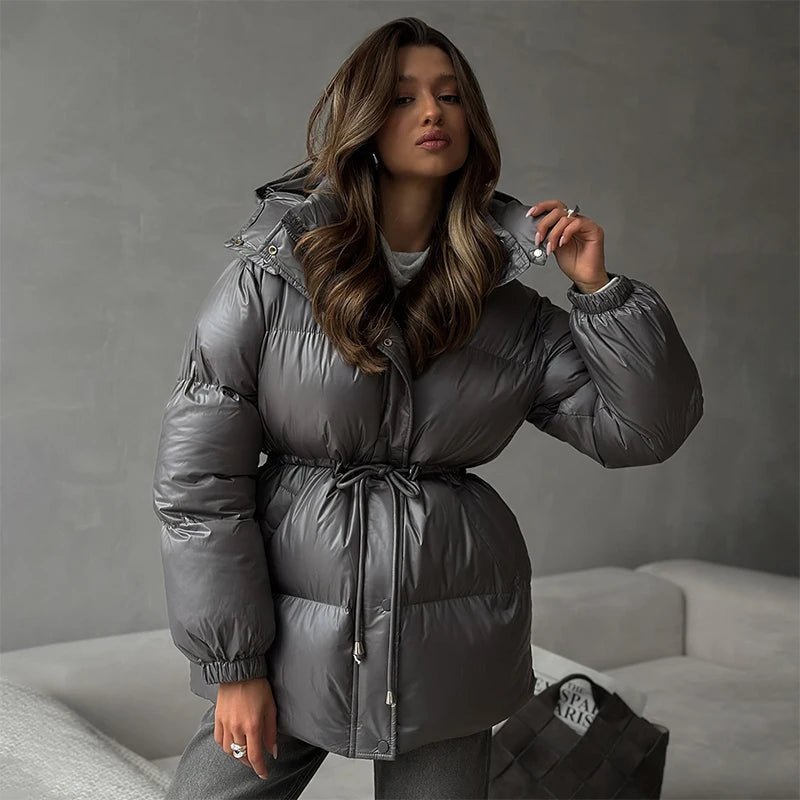 Vespera Hooded Drawstring Padded Puffer Jacket