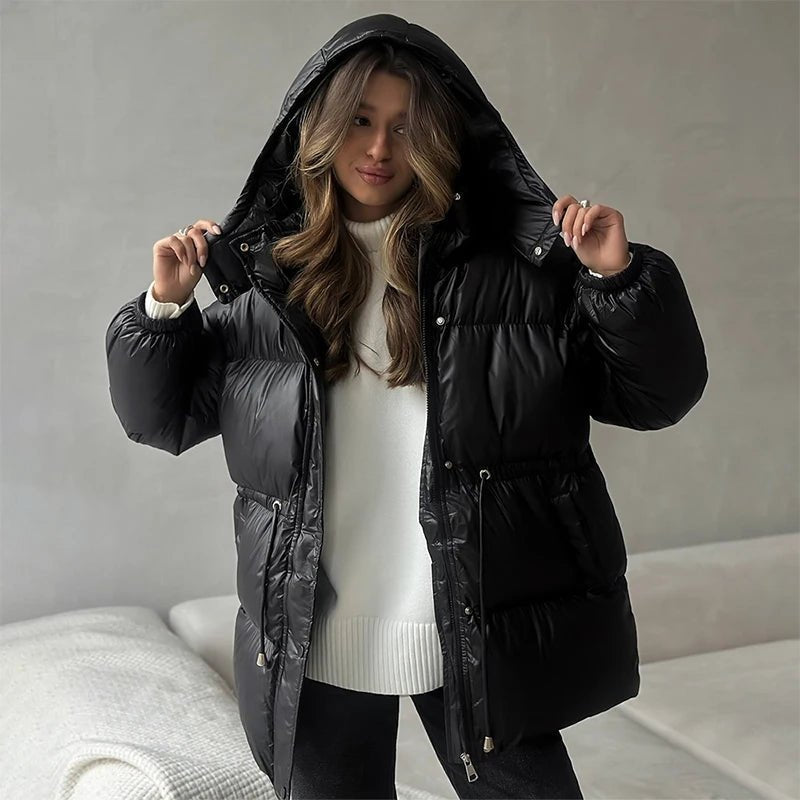 Vespera Hooded Drawstring Padded Puffer Jacket