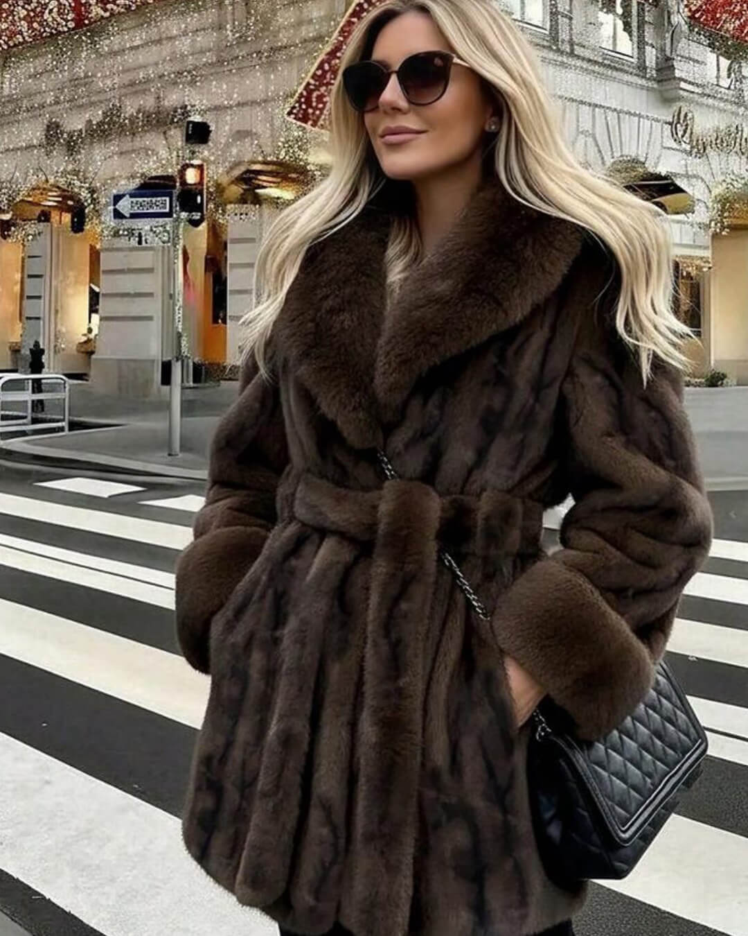 Maeve Belted Plush Faux-Fur Coat