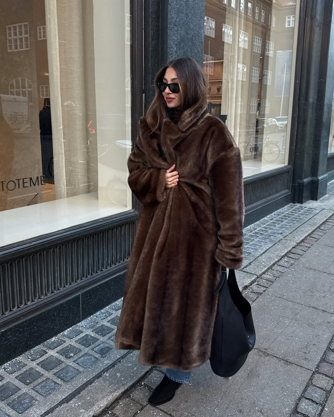 Lucie Oversized Plush Faux-Fur Maxi Coat