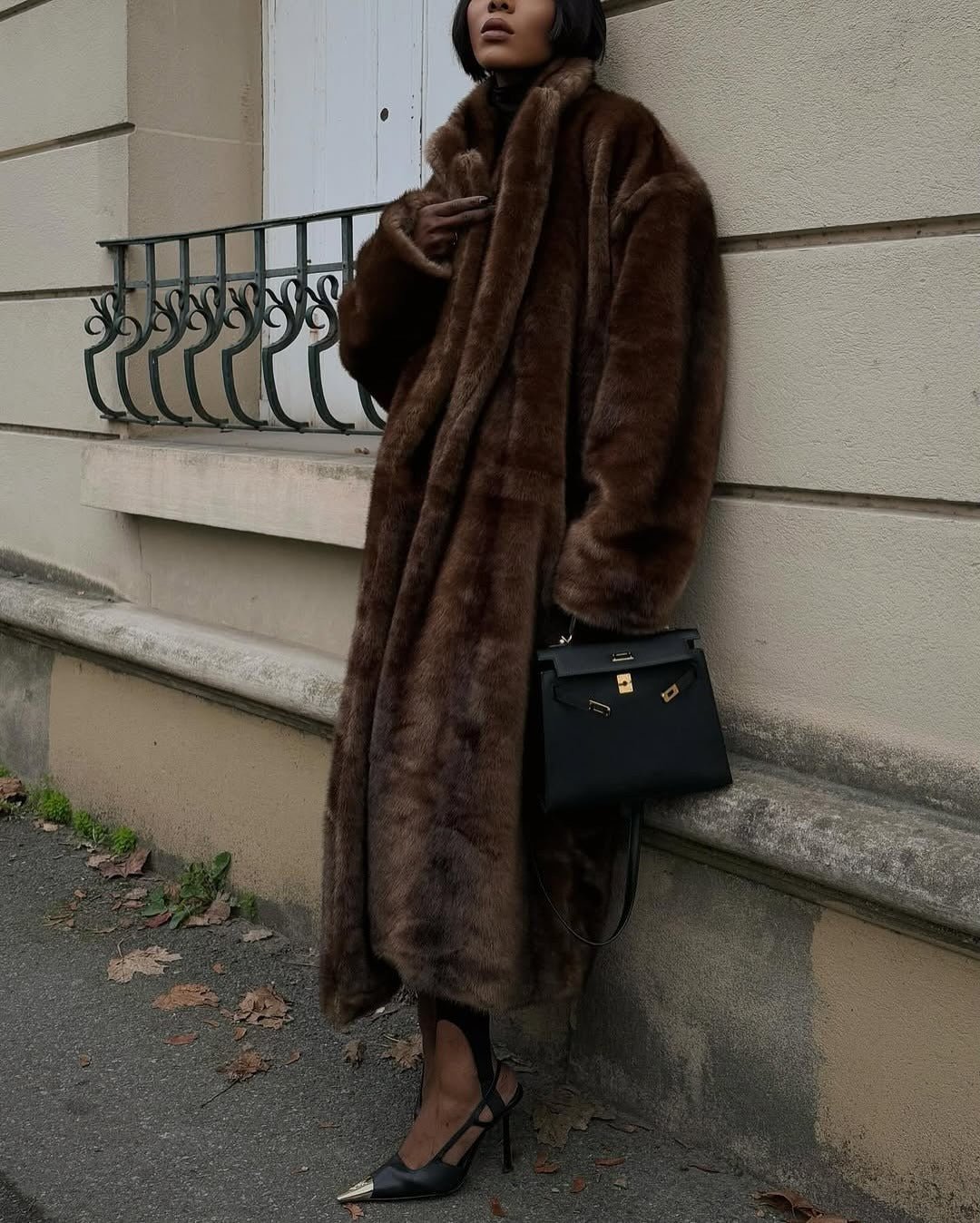 Lucie Oversized Plush Faux-Fur Maxi Coat