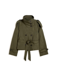 Lyra Belted Short Double-Breasted Trench Jacket
