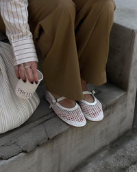 Lyra Buckled Fishnet Mesh Mary Jane Flats
