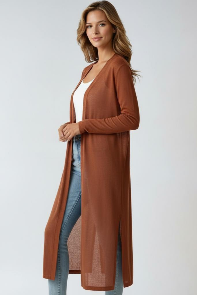 Lyra Lightweight Longline Open-Front Cardigan