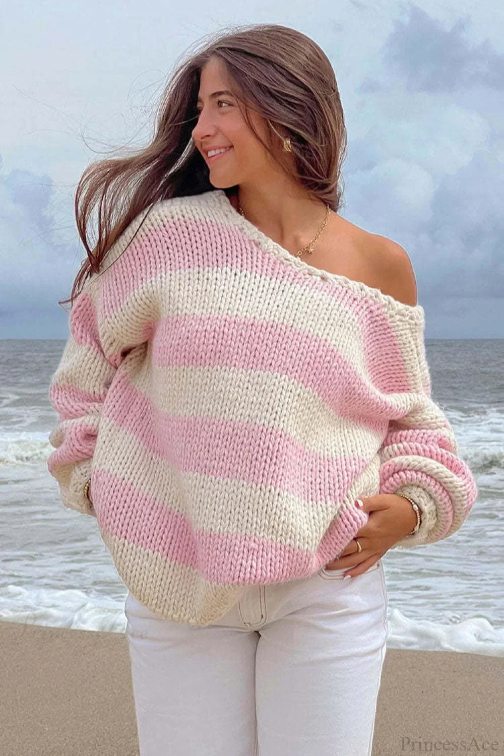 Lyra Oversized Striped Chunky-Knit Jumper