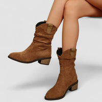 Lyra Slouchy Western Suede Ankle Boots