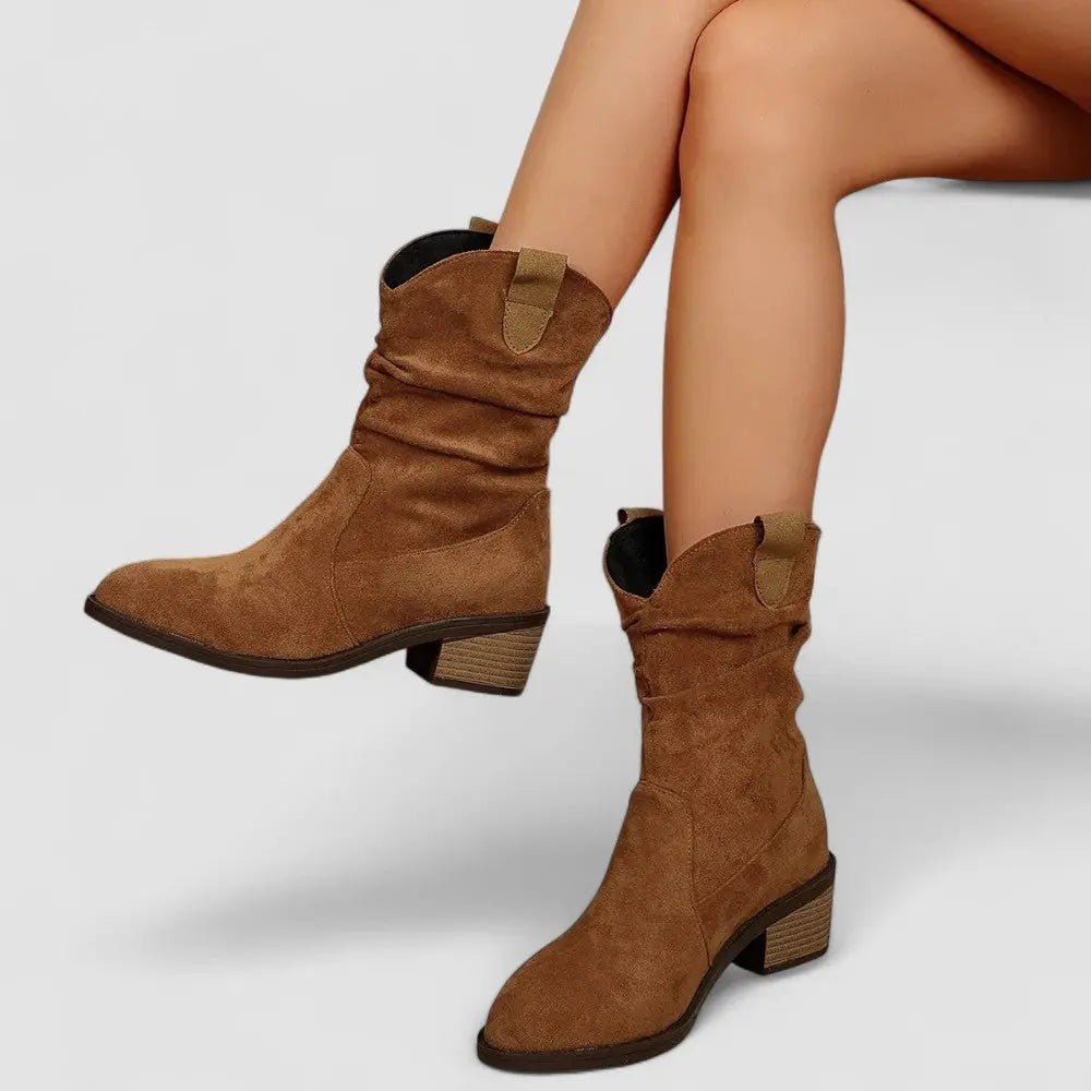 Lyra Slouchy Western Suede Ankle Boots