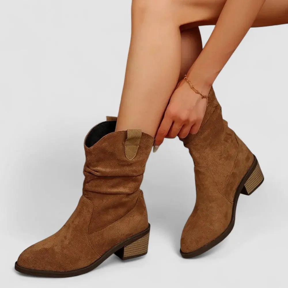 Lyra Slouchy Western Suede Ankle Boots