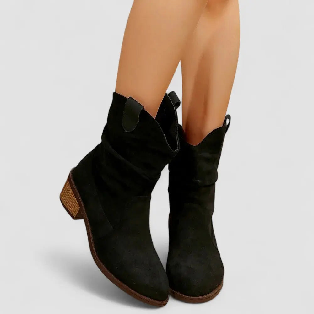 Lyra Slouchy Western Suede Ankle Boots