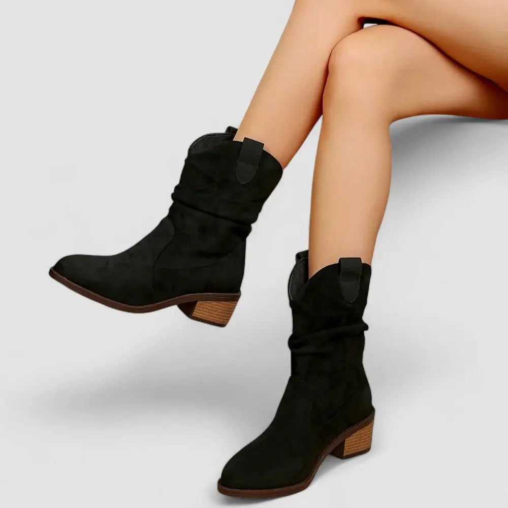 Lyra Slouchy Western Suede Ankle Boots