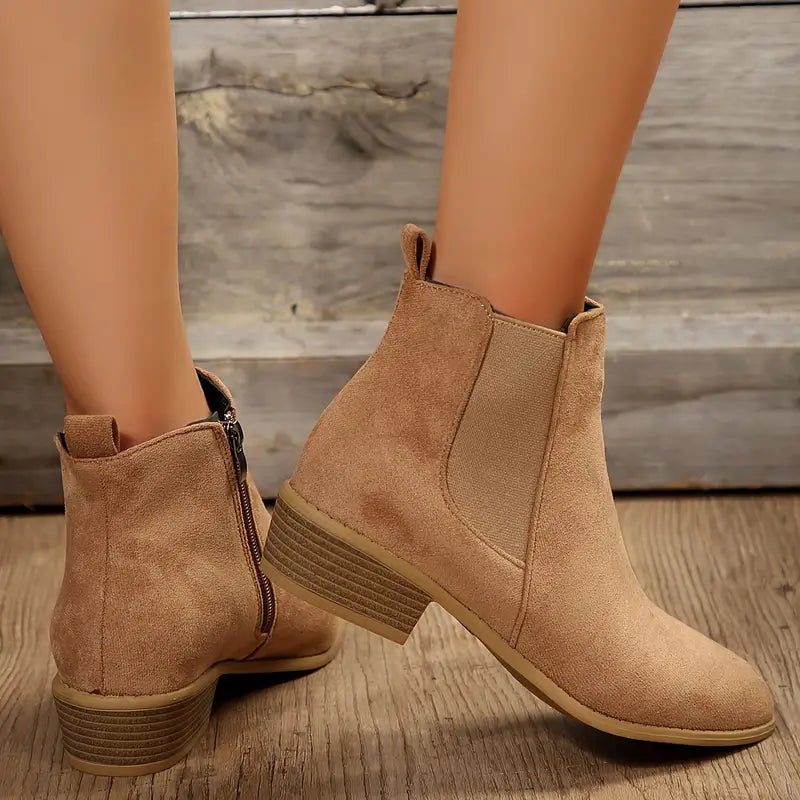 Lyra Suede Pointed-Toe Chelsea Ankle Boots