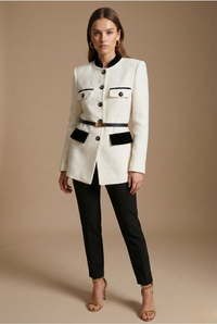 Maeve Contrast-Trim Textured Tweed Jacket