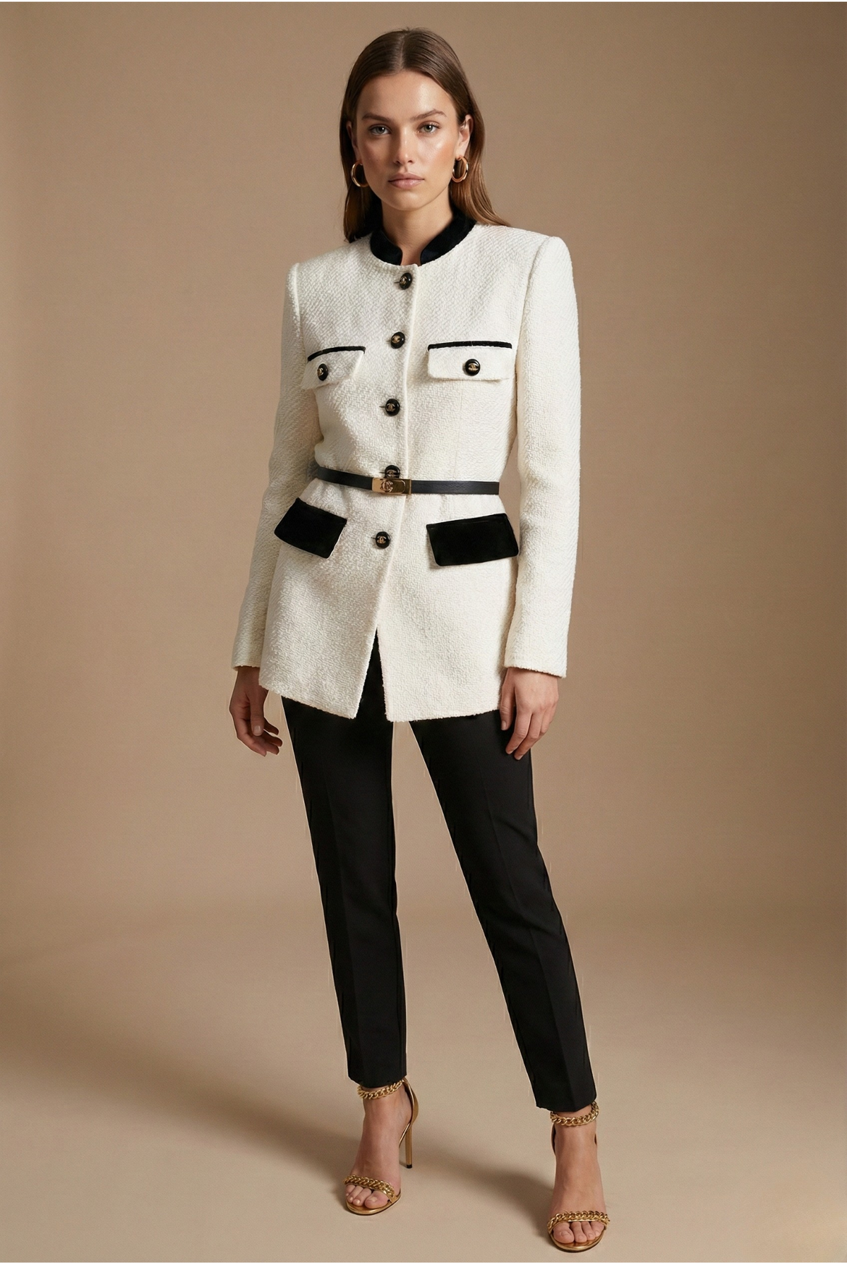 Maeve Contrast-Trim Textured Tweed Jacket
