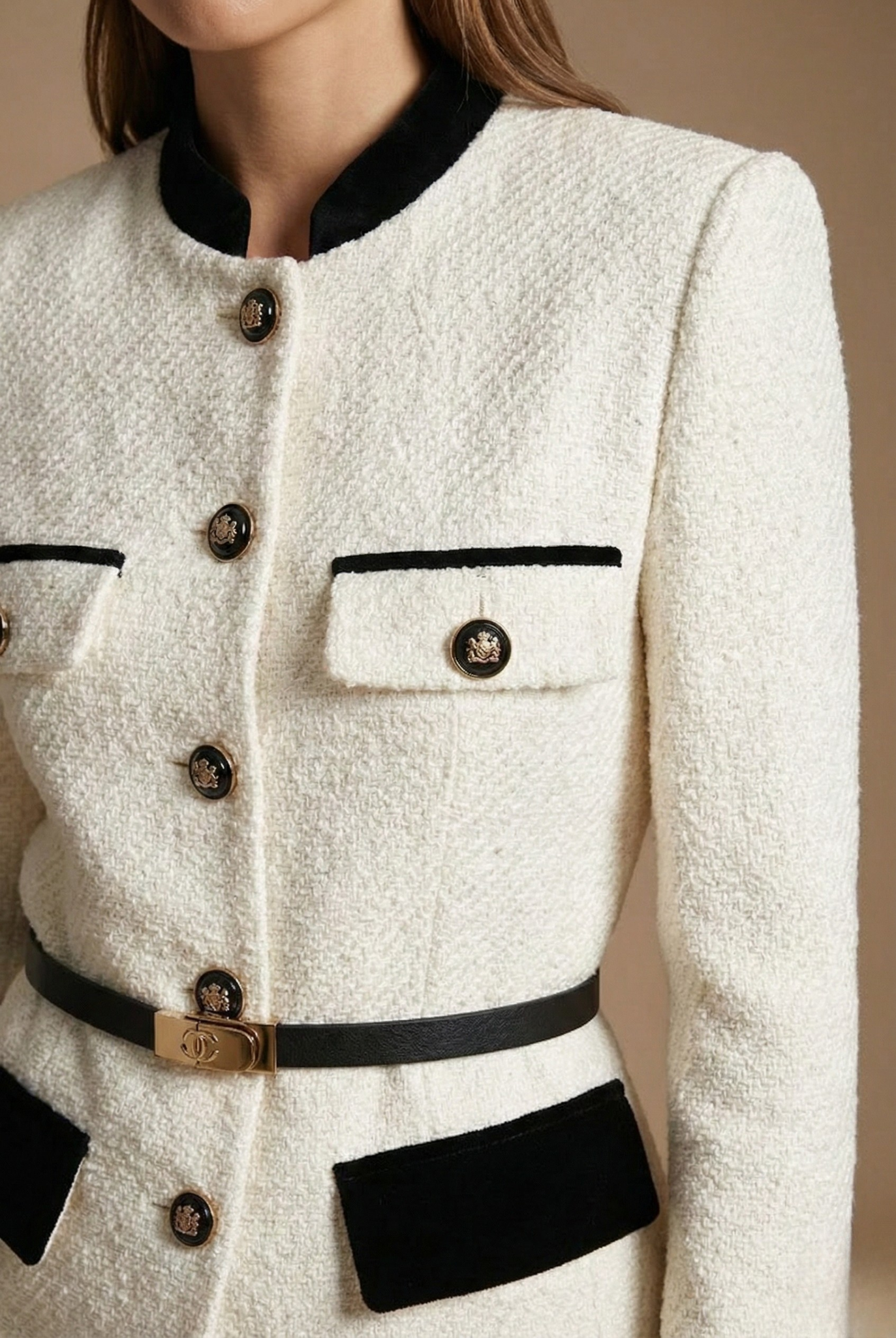 Maeve Contrast-Trim Textured Tweed Jacket