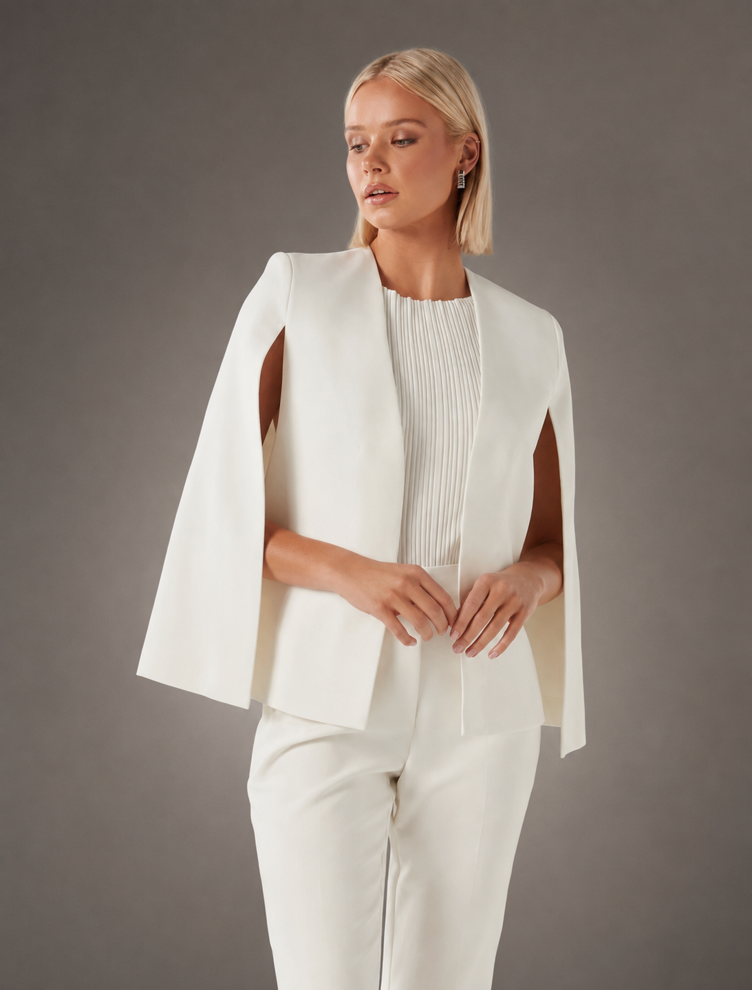 Maeve Elegant Open-Sleeve Cape Blazer