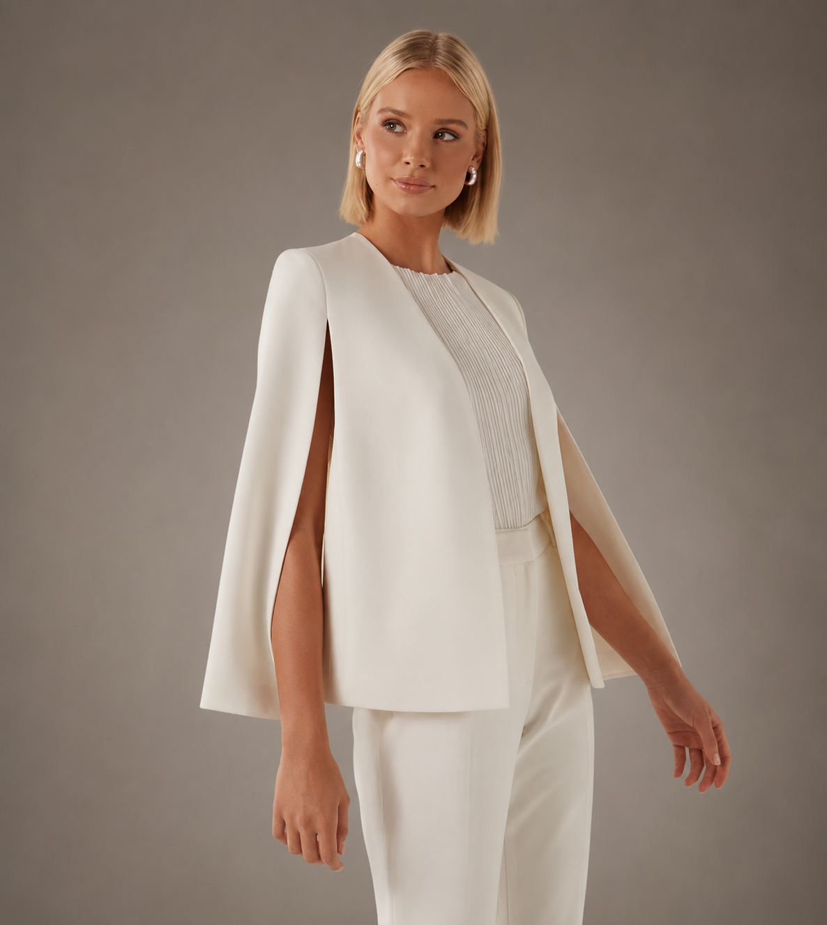 Maeve Elegant Open-Sleeve Cape Blazer