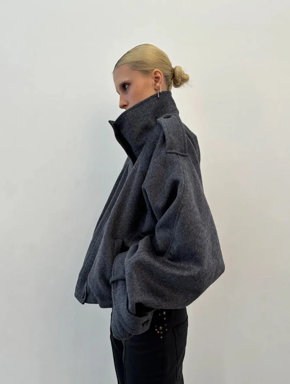 Maeve High-Neck Wool-Blend Oversized Jacket