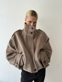 Maeve High-Neck Wool-Blend Oversized Jacket