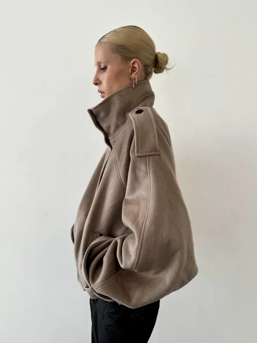 Maeve High-Neck Wool-Blend Oversized Jacket