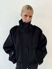 Maeve High-Neck Wool-Blend Oversized Jacket