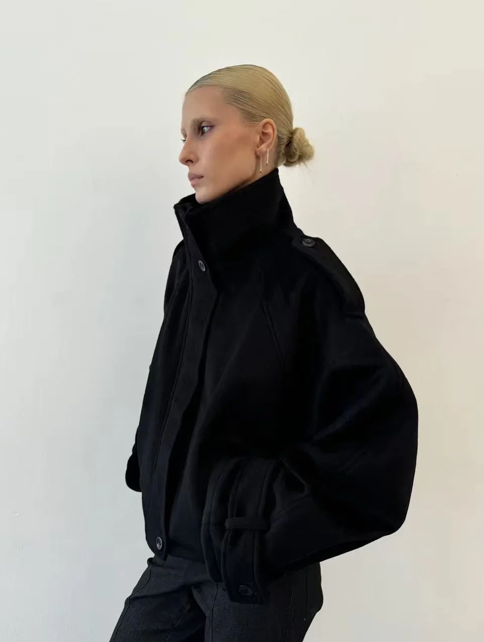 Maeve High-Neck Wool-Blend Oversized Jacket