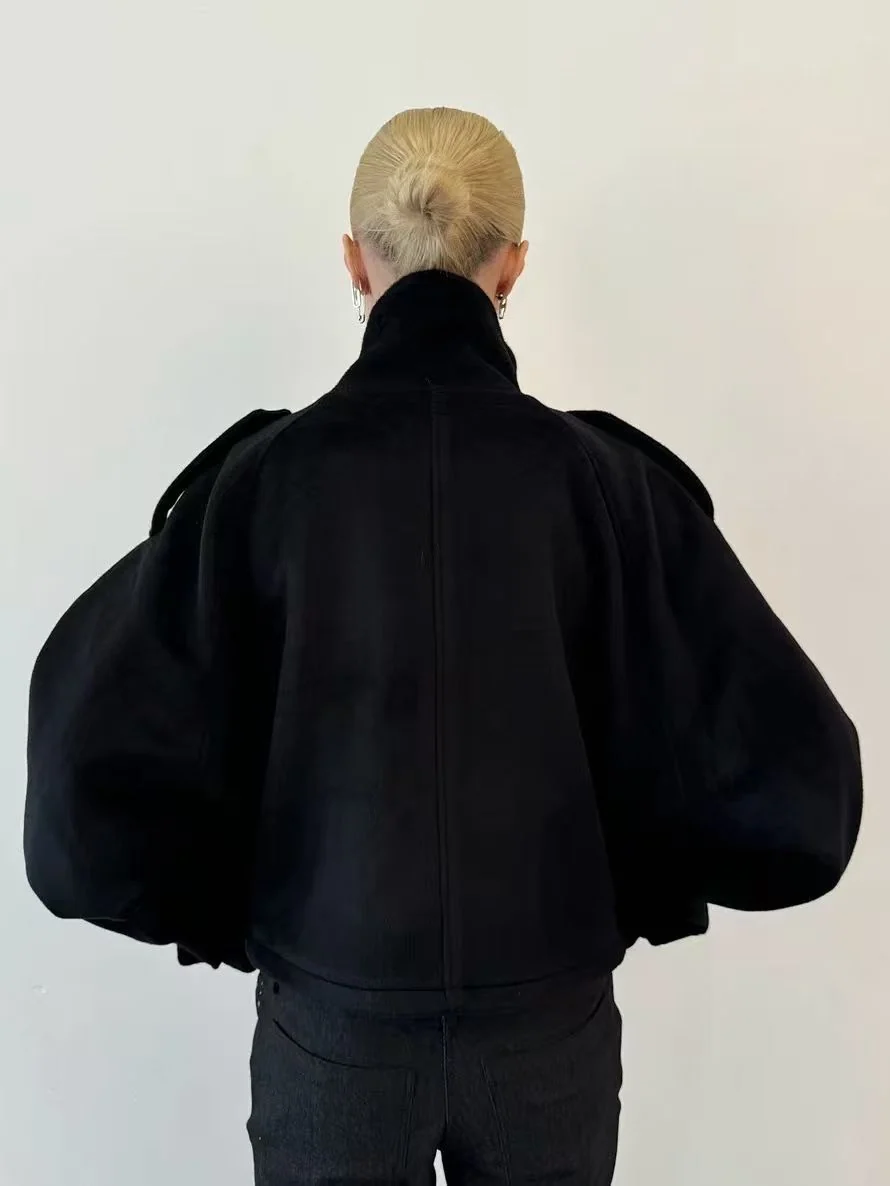 Maeve High-Neck Wool-Blend Oversized Jacket