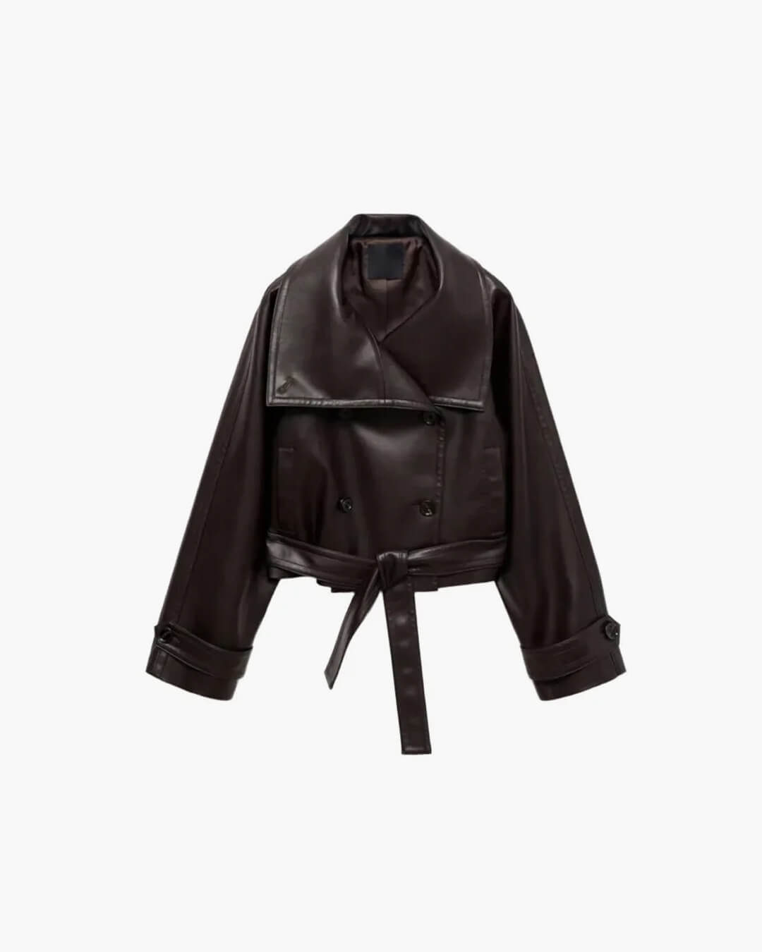 Marcella Oversized Faux Leather Belted Jacket