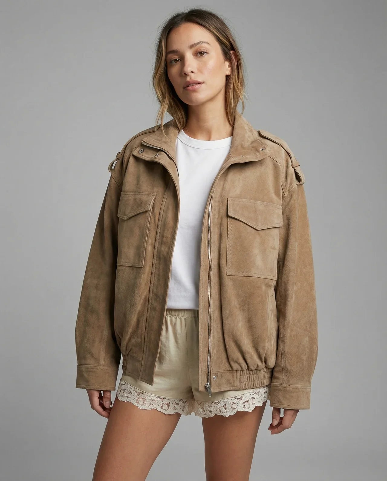 Marcella Vintage Suede Bomber Jacket