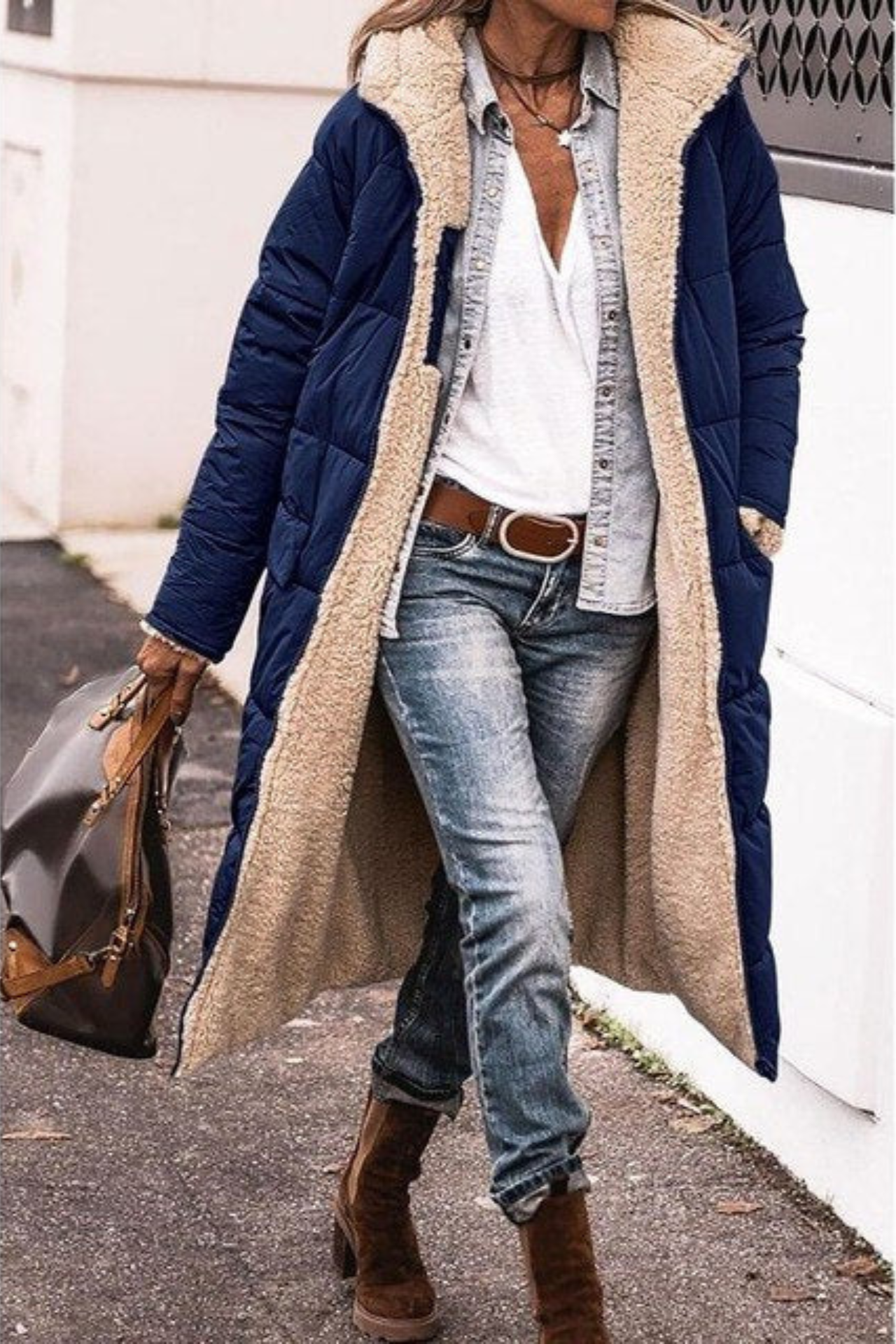 Millie Reversible Sherpa-Lined Quilted Long Coat