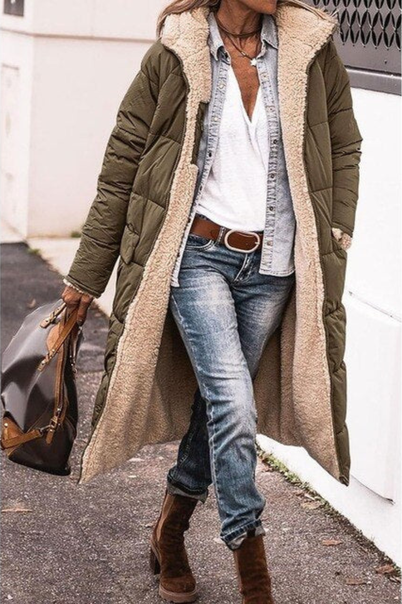 Millie Reversible Sherpa-Lined Quilted Long Coat