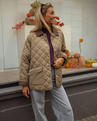 Mireia Diamond-Quilted Corduroy Collar Autumn Jacket