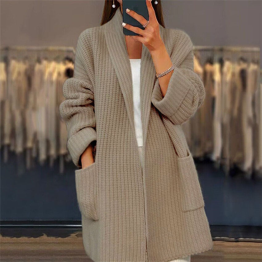 Mireia Open-Front Shawl-Collar Knitted Cardigan