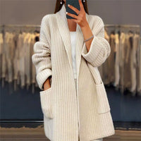 Mireia Open-Front Shawl-Collar Knitted Cardigan