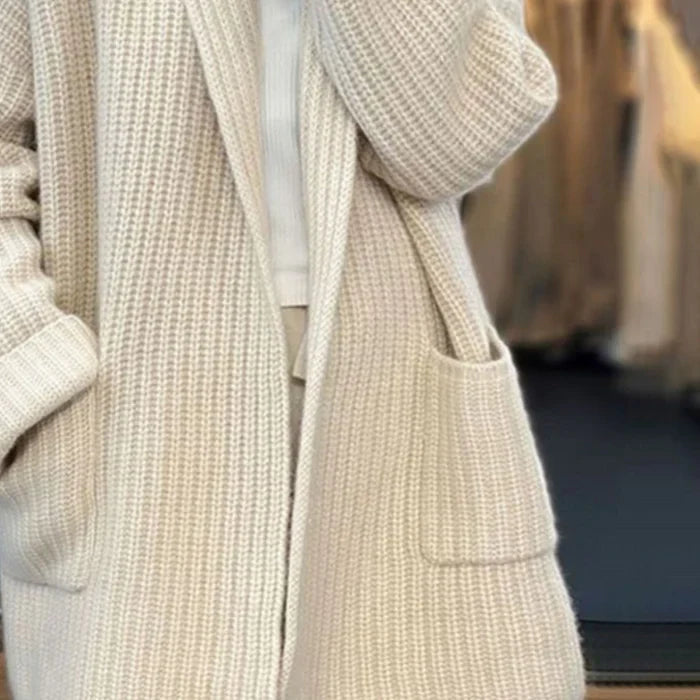 Mireia Open-Front Shawl-Collar Knitted Cardigan