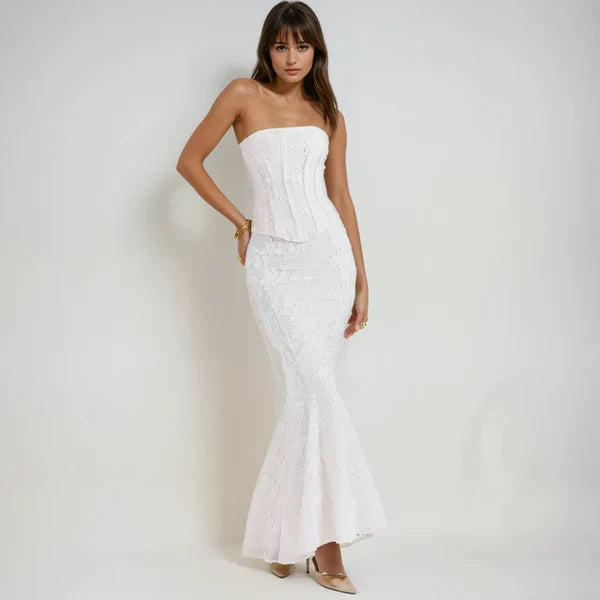 Mirelle Corset Silhouette Strapless Maxi Dress