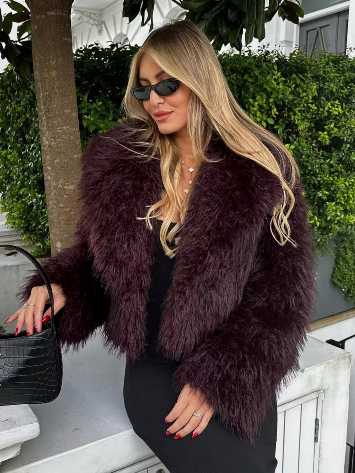 Mirelle Cropped Plush Faux Fur Coat